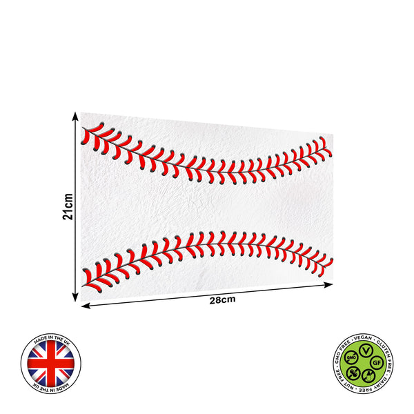 Baseball Ball pattern with Red stitches and white leather texture edib ...