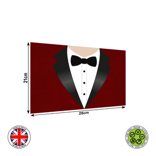 Tuxedo burgundy suit & butterfly tie edible cake topper decoration