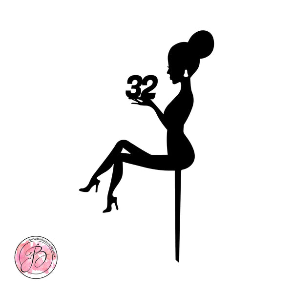 Personalised sitting girl silhouette cake topper – Bakers World