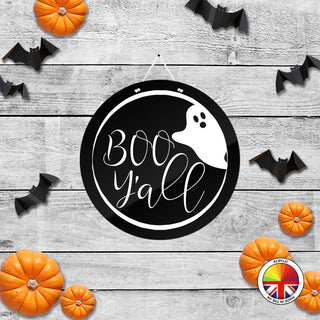 Boo Yall - Round Acrylic Halloween Door Sign