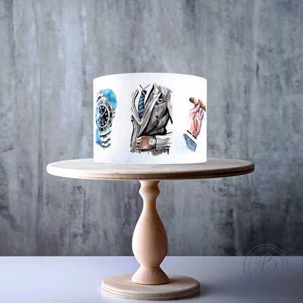 Gentleman, Father's day, Suit & Tie edible cake topper decoration