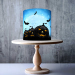 Halloween Pumpkins on Blue background edible cake topper decoration