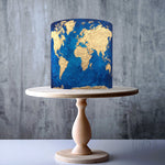 Blue & Gold World Map edible cake topper decoration