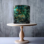 Green & Gold Marble Pattern edible cake topper decoration