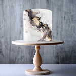 Black Gold White Marble Pattern edible cake topper decoration