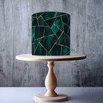 Dark Green and Gold Shattered Glass Pattern edible cake topper decoration
