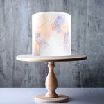 Light Purple and Peach Marble Pattern edible cake topper decoration