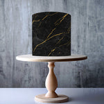 Black and Gold Marble Stone Pattern edible cake topper decoration