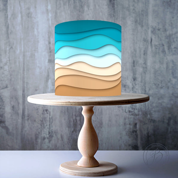 Wave Cake in Sandy Shore edible cake topper decoration