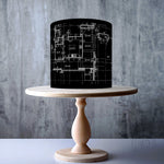 Architectural Drawing White on Black edible cake topper decoration