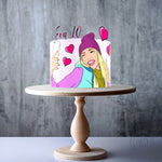 Personalised Selfie Girl Pop Art edible cake topper decoration