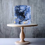 Navy Blue & Gold Marble Pattern edible cake topper decoration