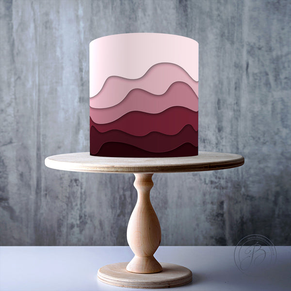 Wave Cake in Burgundy Red edible cake topper decoration