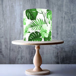 Emerald Green Tropical Monstera and Palm Leaves edible cake topper decoration