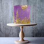 Purple Gold Foil effect edible cake topper decoration