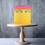 Rainbow Unicorn Drip Waffle effect edible cake topper decoration