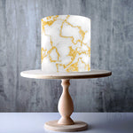 Glam Gold Light Marble Pattern edible cake topper decoration