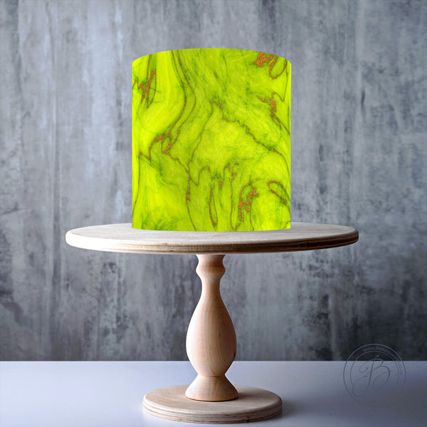 Apple Green with Gold Marble Pattern edible cake topper decoration