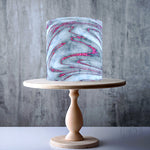 Lavender Blue and Pink Marble Pattern edible cake topper decoration