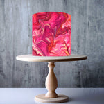 Cherry Pink Marble Pattern edible cake topper decoration