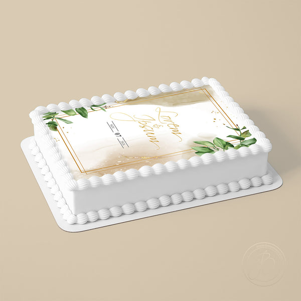 Personalised Wedding Eucalyptus Frame edible cake topper decoration
