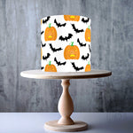 Halloween Pumpkins and Bats background edible cake topper decoration