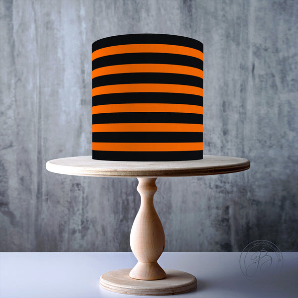 Halloween Black and Orange stripes background Seamless edible cake topper decoration
