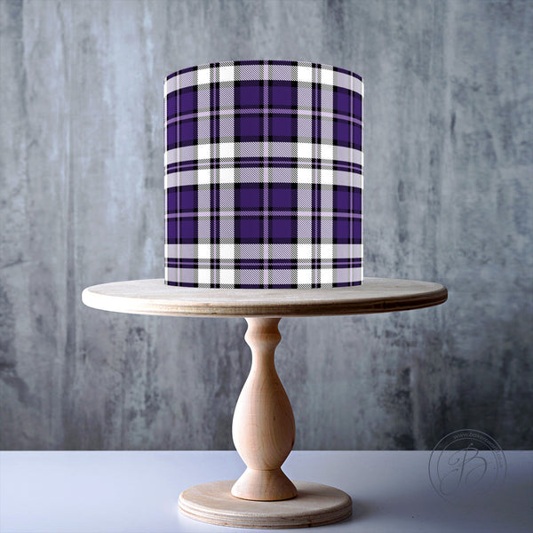 Purple White Seamless Tartan Pattern edible cake topper decoration