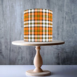 Orange White Seamless Tartan Pattern edible cake topper decoration