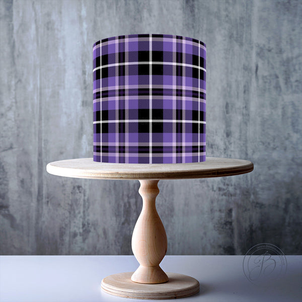 Purple Black Seamless Tartan Pattern edible cake topper decoration