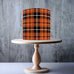 Orange Black Seamless Tartan Pattern edible cake topper decoration