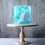 Turquoise Alcohol ink edible cake topper decoration