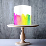 Pink Yellow Green Watercolour Ombre Pattern edible cake topper decoration