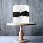Light Silver effect with Black Fault line Seamless edible cake topper decoration