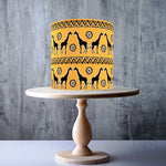 African Ethnic Seamless Pattern with Giraffes edible cake topper decoration
