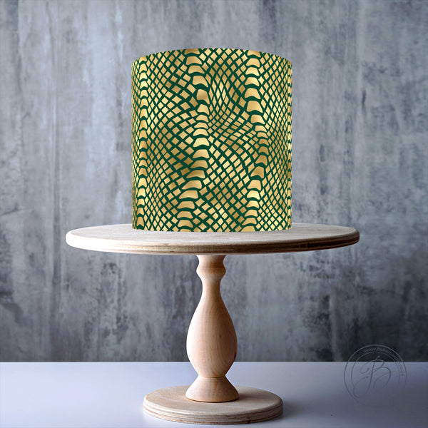 Emerald and Gold Seamless Geometrical Pattern edible cake topper decoration