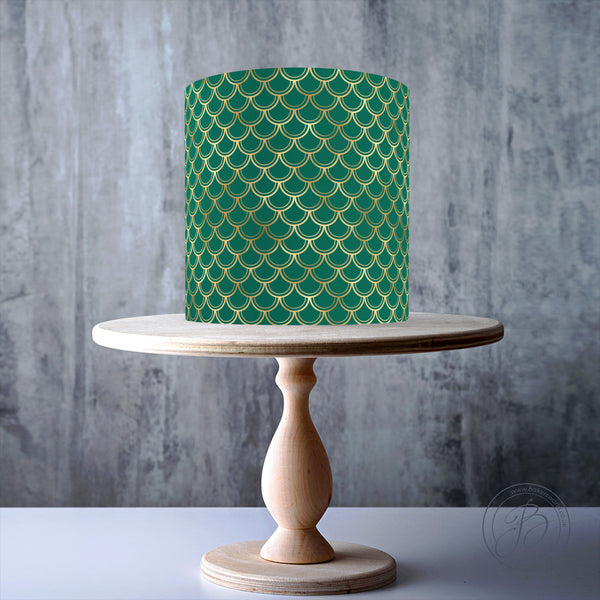 Emerald and Gold Seamless Art Deco Pattern edible cake topper decoration