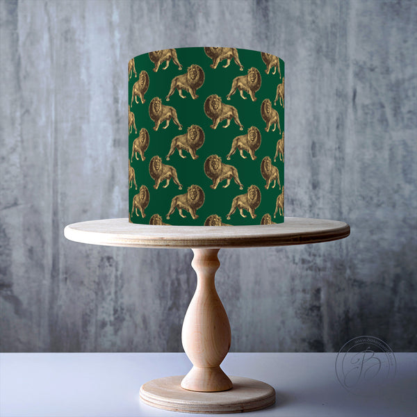 Emerald and Gold Seamless Lions Pattern edible cake topper decoration