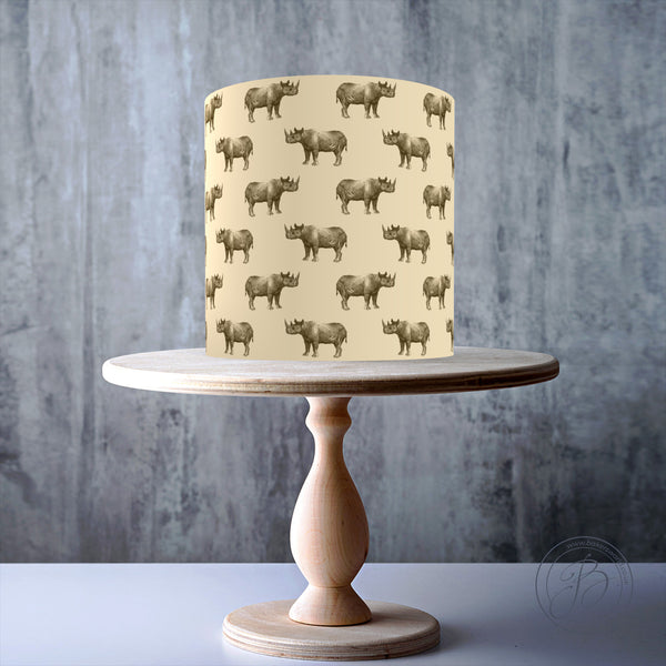 Beige and Sand Seamless Rhinos Pattern edible cake topper decoration