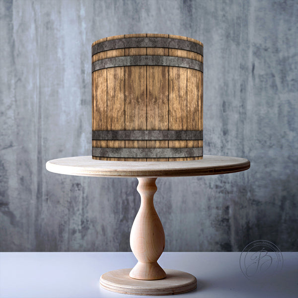 Dark Wood Whiskey Wine Wood Barrel Seamless Pattern edible cake topper decoration