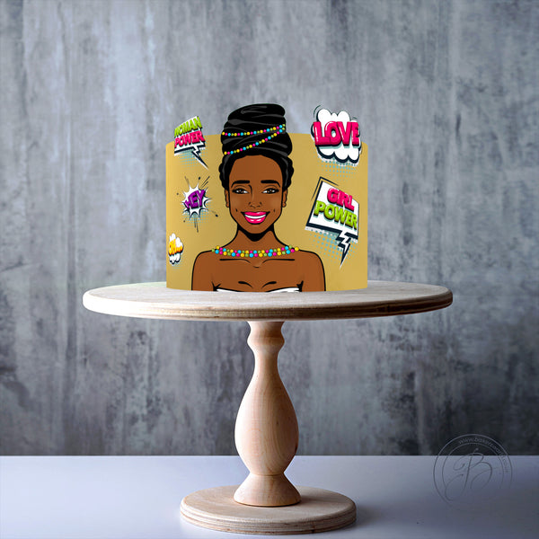 Personalised Elegance Black Pop Art Woman Pinup edible cake topper decoration