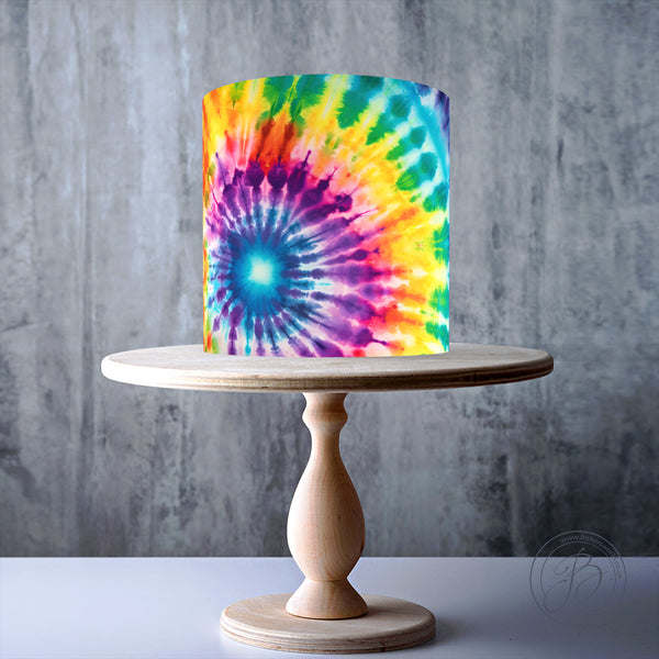 Rainbow Tie Dye Pattern edible cake topper decoration