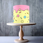 Pink and Yellow Comic Cake Seamless wrap around edible cake topper decoration