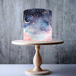 Pastel Moon & Stars wrap around edible cake topper decoration