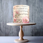 Shabby Chic Floral Musical Notes Musical Sheets edible cake topper decoration