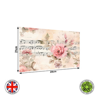 Shabby Chic Floral Musical Notes Musical Sheets edible cake topper decoration