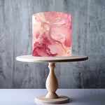 Blush Pink and Flamingo Fantasy Alcohol ink Marble Pattern edible cake topper decoration