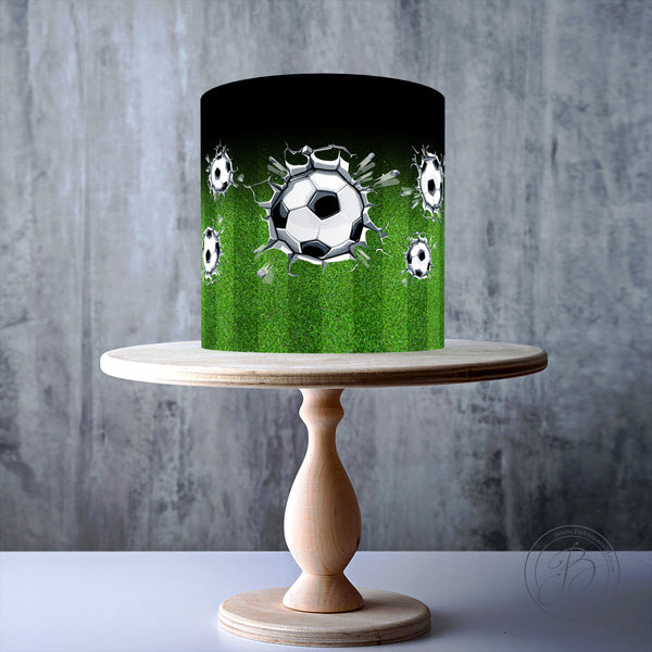 3D effect Football Seamless wrap around edible cake topper decoration