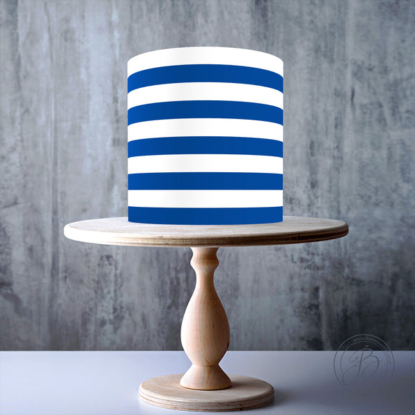 Football Stripes White-Navy-White Seamless wrap around edible cake topper decoration