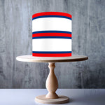 Football Stripes Red-Navy-White Seamless wrap around edible cake topper decoration